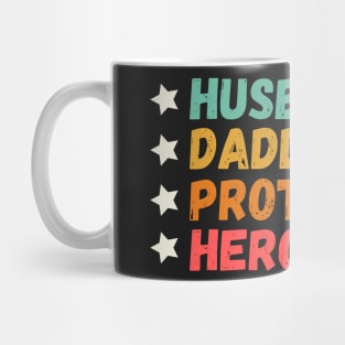 Husband Daddy Protector Hero Mens - Fathers Day Vintage Gift Mug